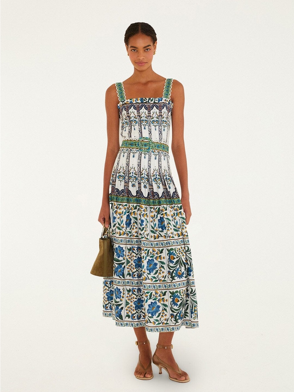 FARM RIO Off-White Manoela Belted Maxi Dress